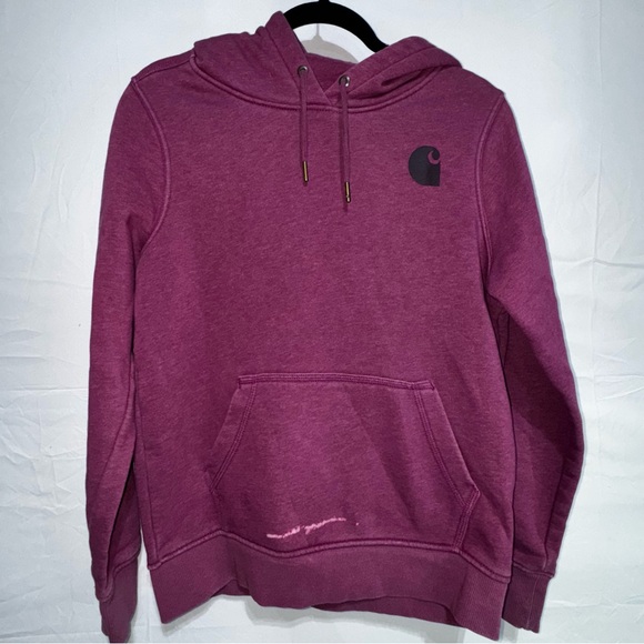 Carhartt Tops - Carhartt Clarksburg Relaxed Fit Logo Sweatshirt Hoodie Pink Women’s Sz S Flawed